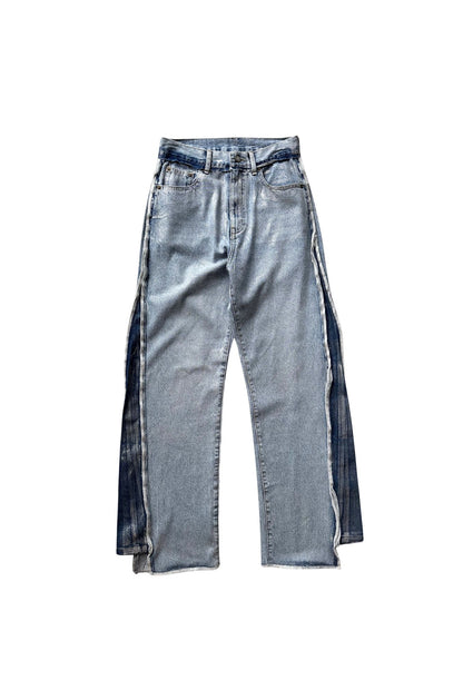 【OUTLET】Foil print flare denim