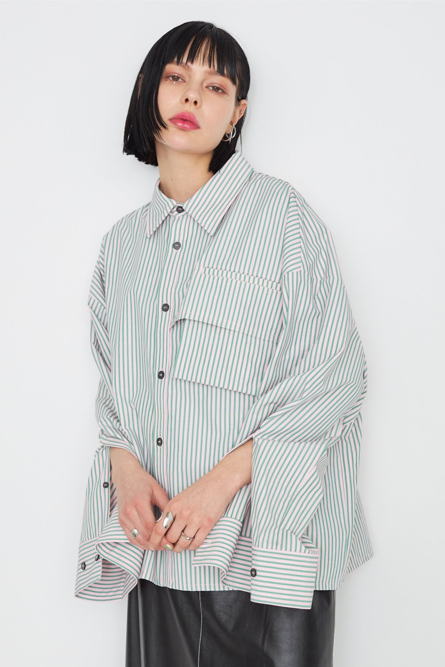 【SAMPLE SALE】Dobby stripe wide cuff shirt