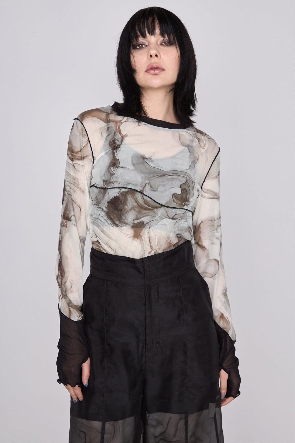 Marble paint mellow crew tops
