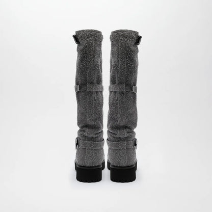 GRACIEUX LETHER BOOTS【Pale Gray Suede】