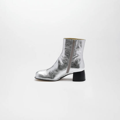 ADELA LETHER BOOTS【Silver】
