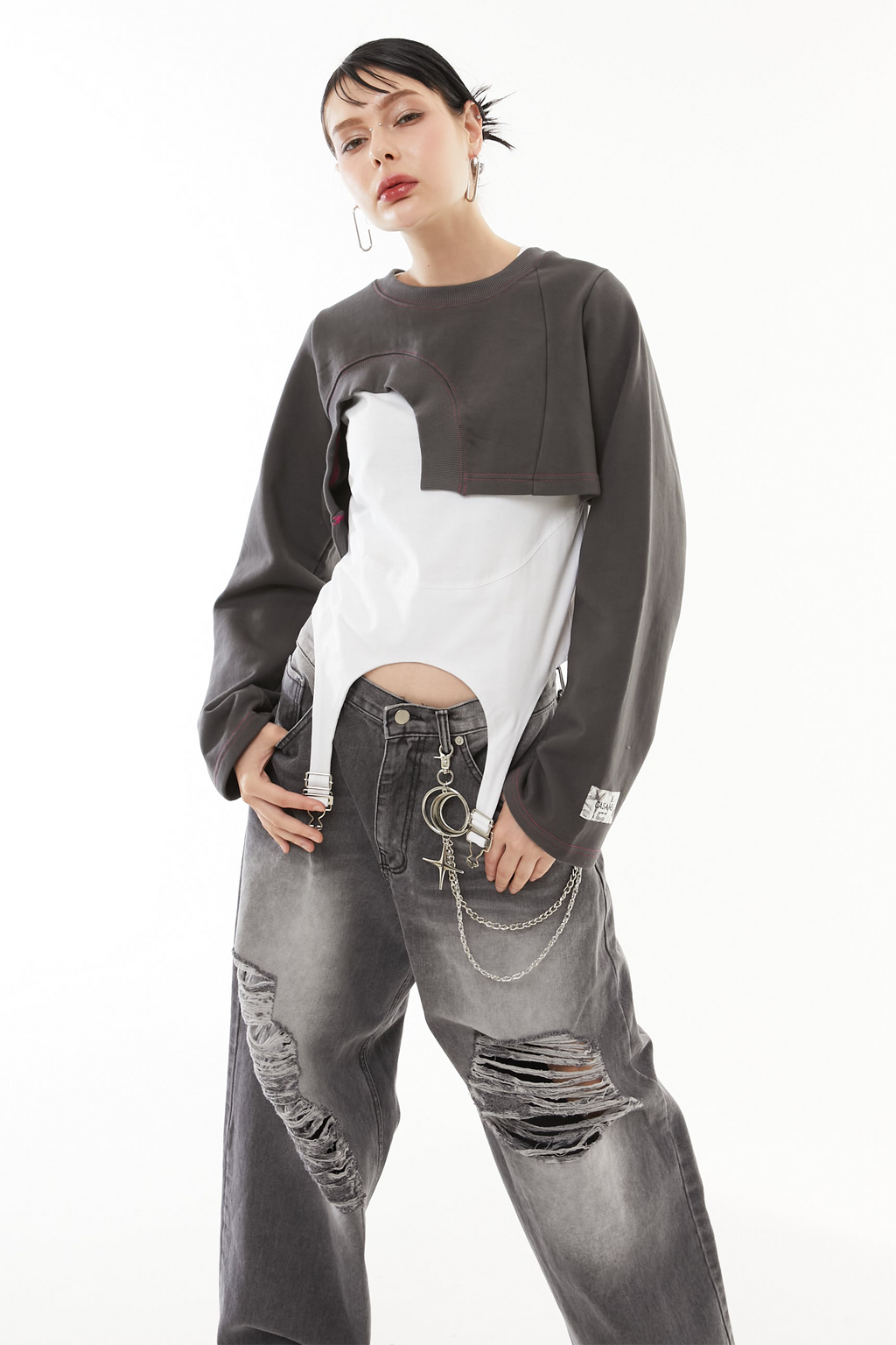 Asymmetric hem short tops