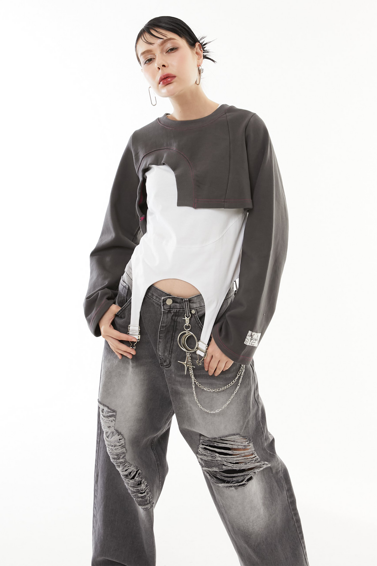Asymmetric hem short tops