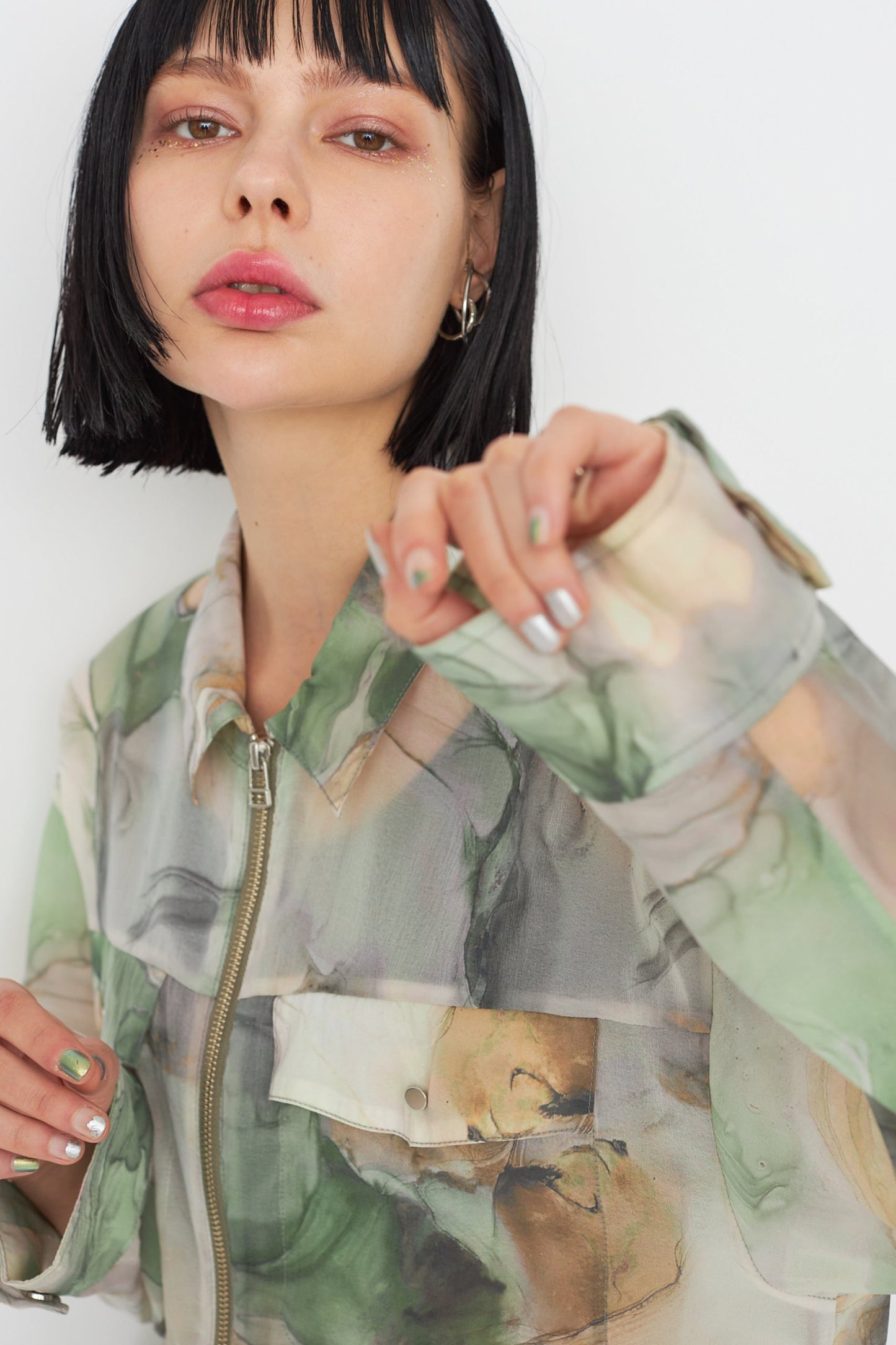 【SAMPLE SALE】Marble paint zip shirt