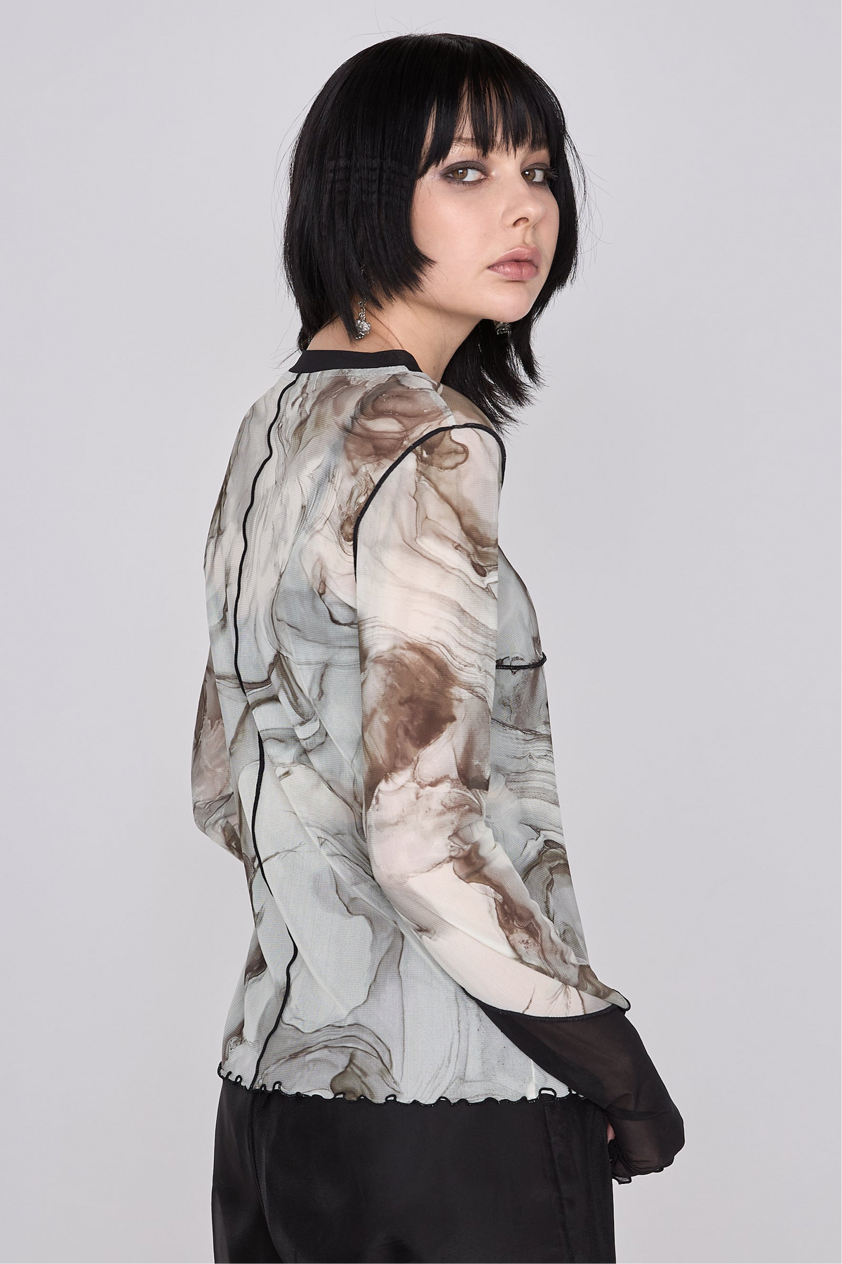 Marble paint mellow crew tops