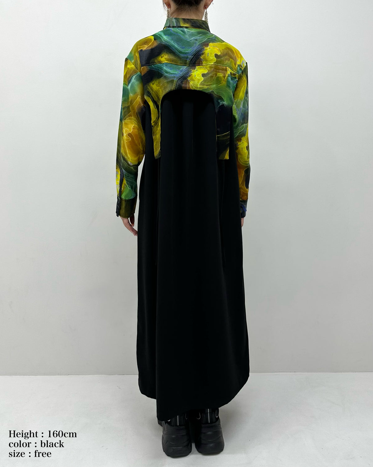 Marble paint irregular hem one piece