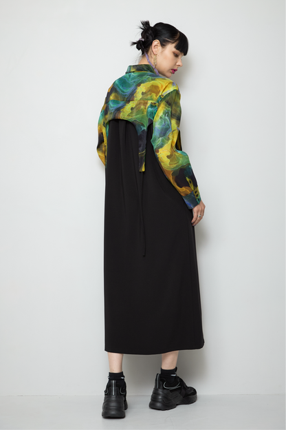 Marble paint irregular hem one piece