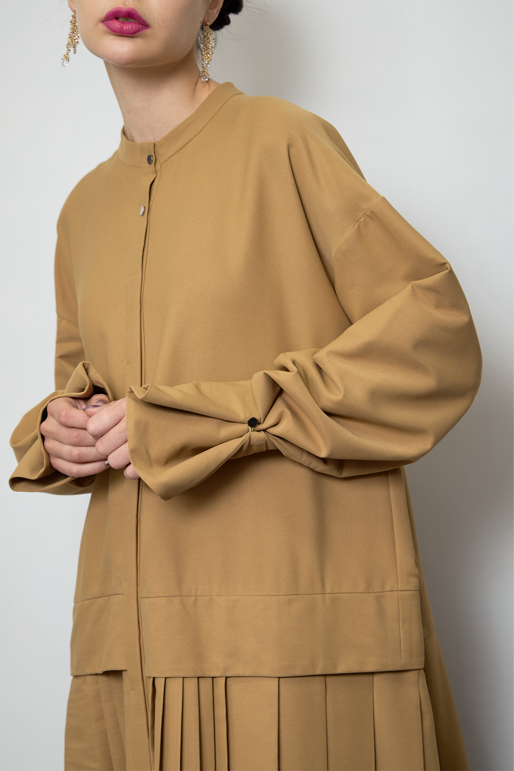 2way sleeve pleated one piece
