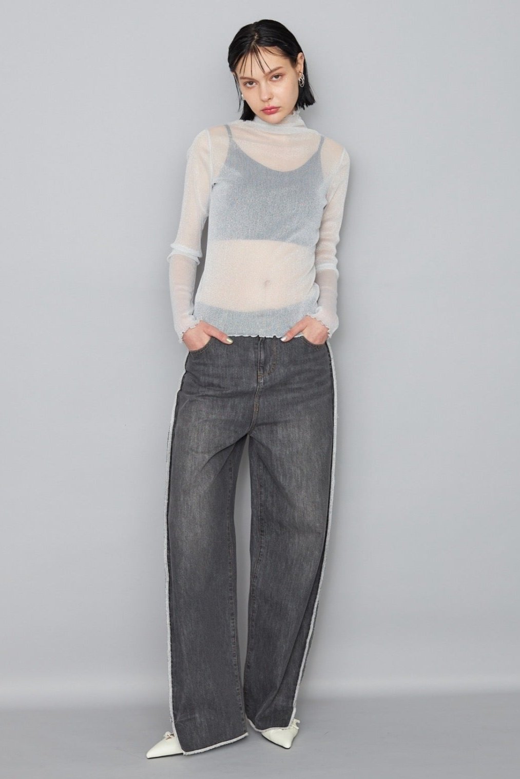 【SAMPLE SALE】Sheer mellow lame tops