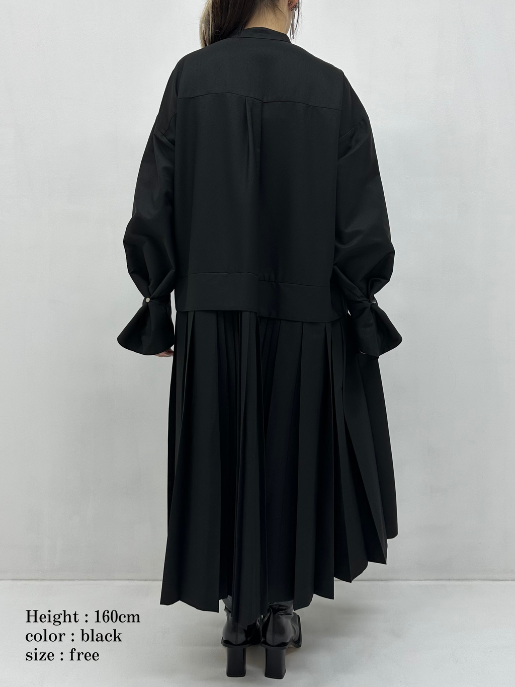2way sleeve pleated one piece
