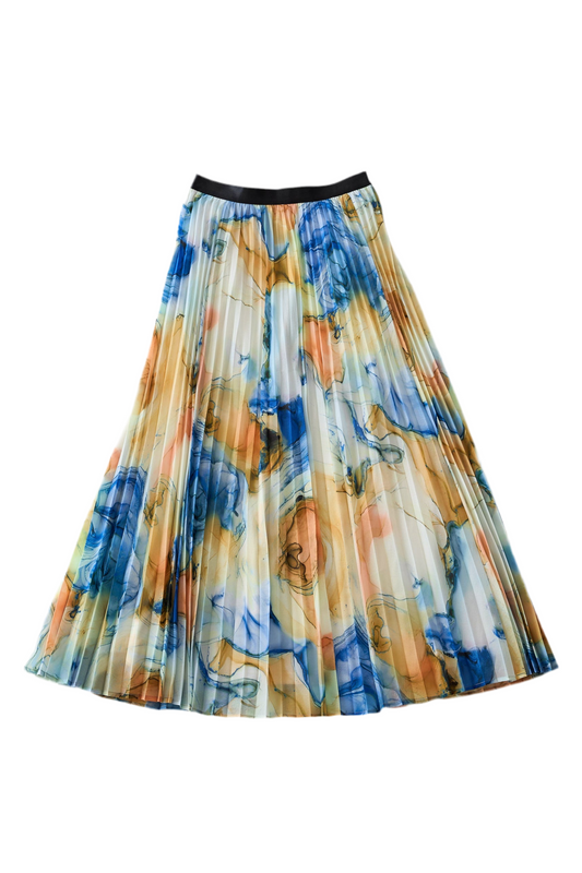 Marble paint pleated skirt