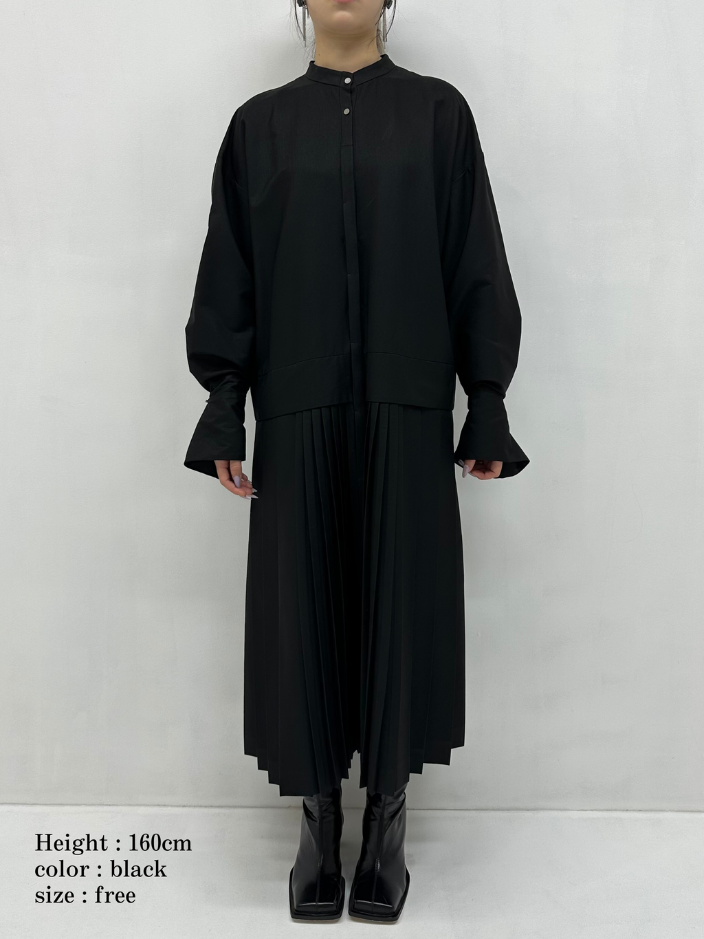 2way sleeve pleated one piece