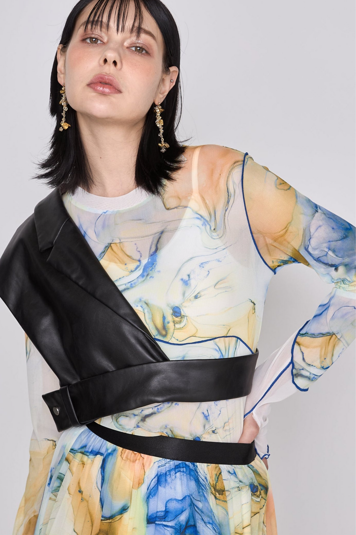 Marble paint mellow crew tops