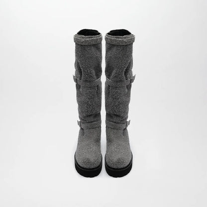 GRACIEUX LETHER BOOTS【Pale Gray Suede】