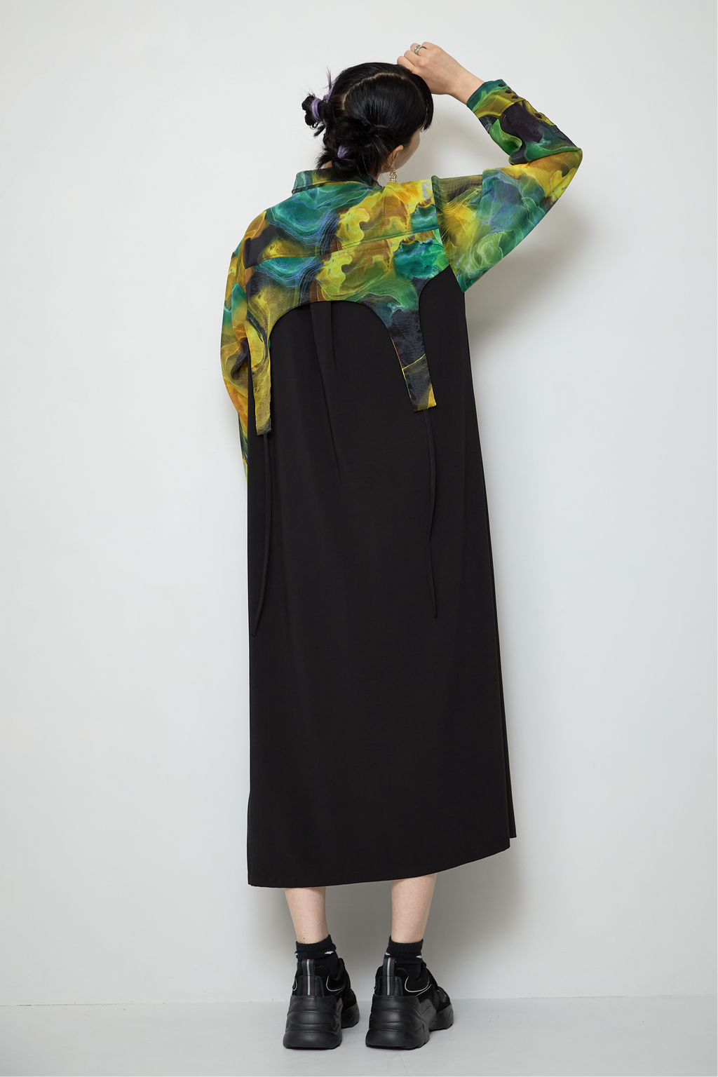 Marble paint irregular hem one piece