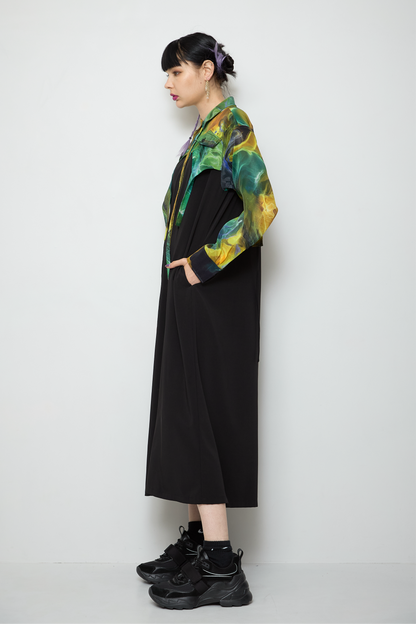 Marble paint irregular hem one piece
