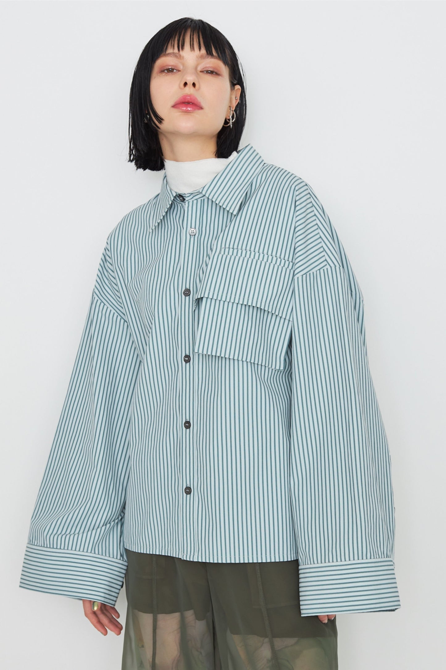 【SAMPLE SALE】Dobby stripe wide cuff shirt