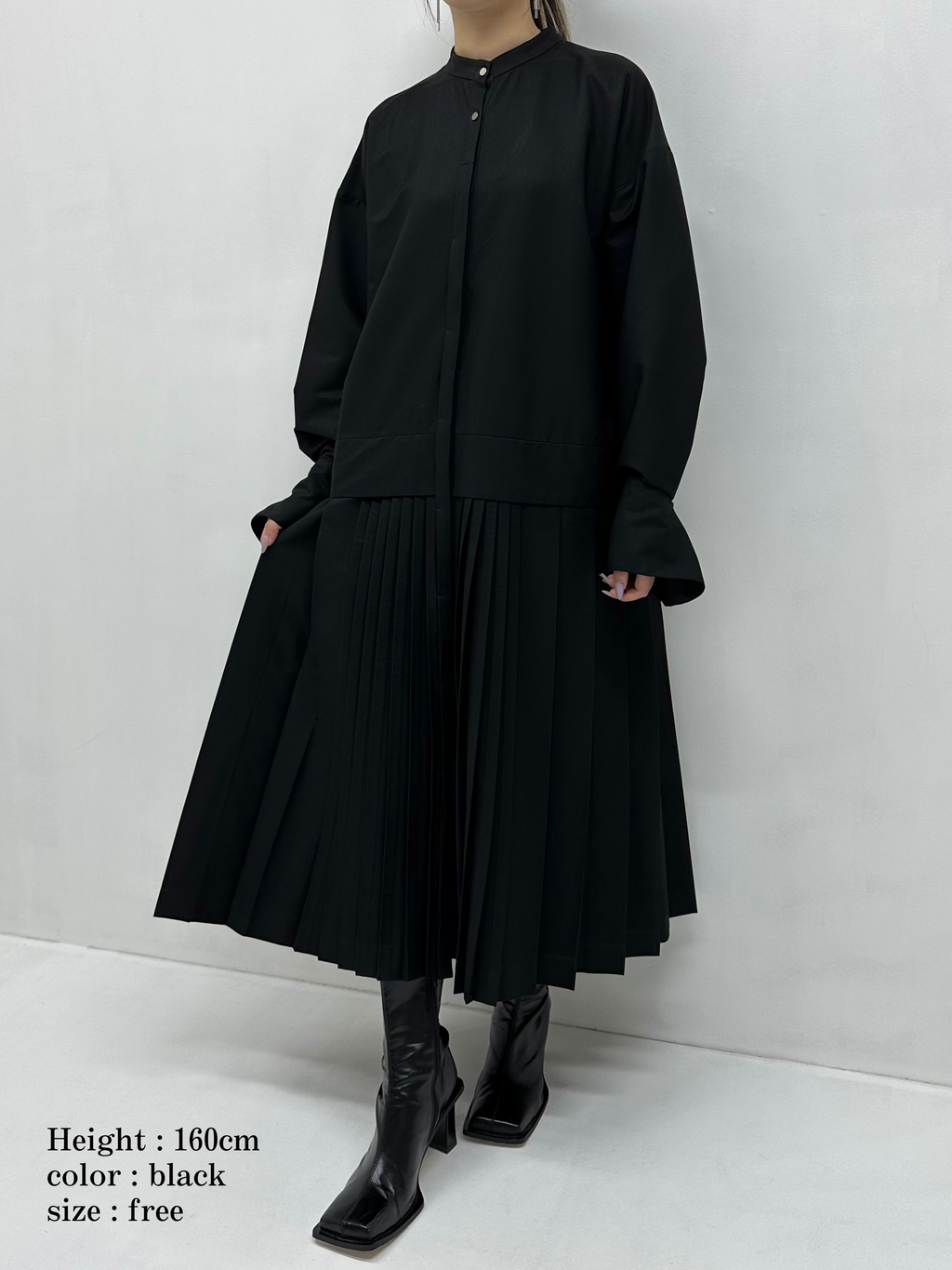 2way sleeve pleated one piece