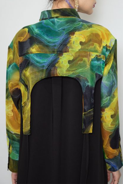 Marble paint irregular hem one piece