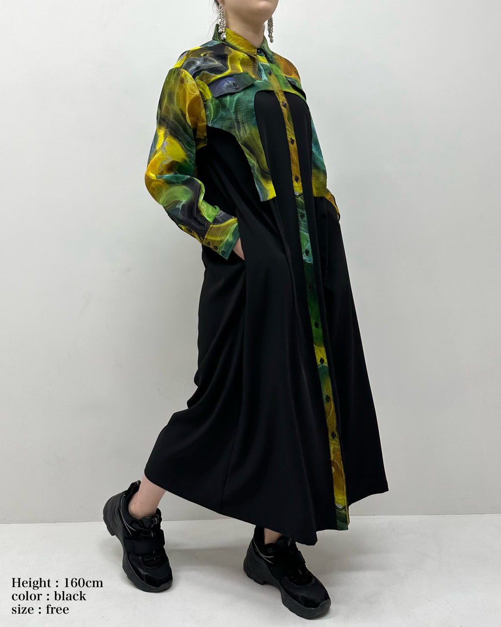 Marble paint irregular hem one piece