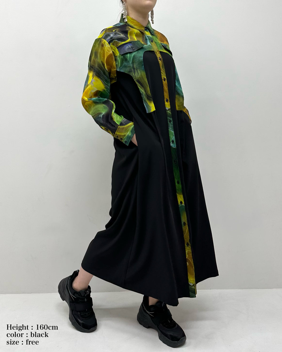Marble paint irregular hem one piece