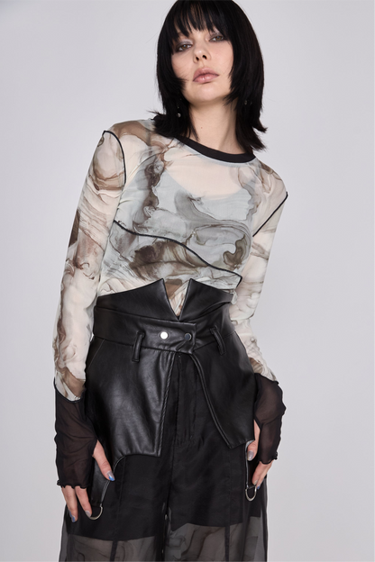 Marble paint mellow crew tops