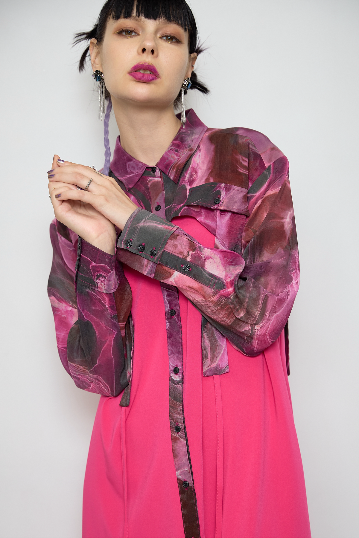 Marble paint irregular hem one piece