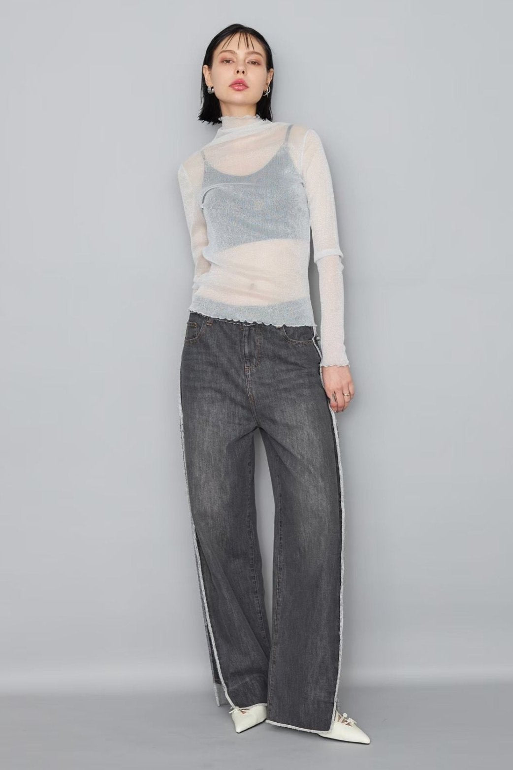 【SAMPLE SALE】Sheer mellow lame tops