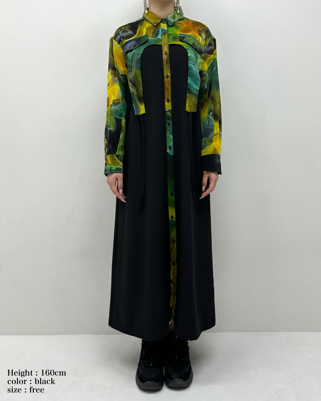 Marble paint irregular hem one piece