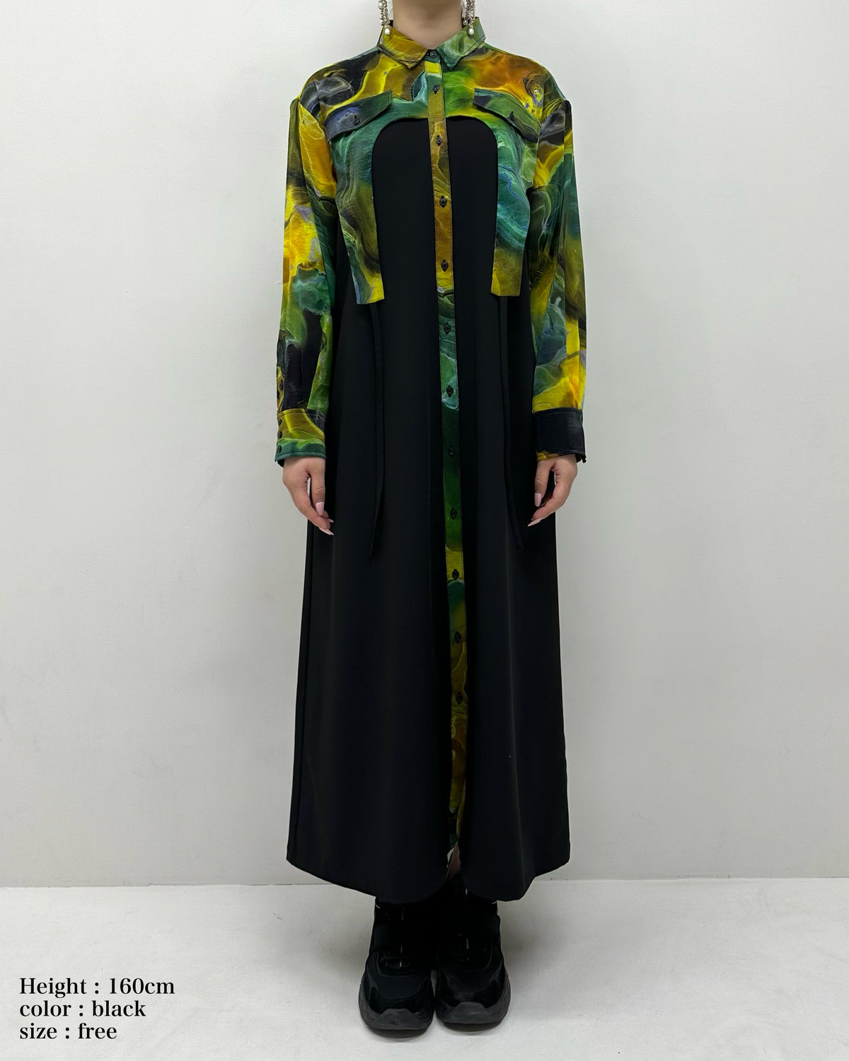Marble paint irregular hem one piece