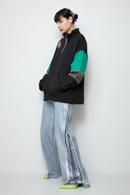 【OUTLET】Foil print flare denim