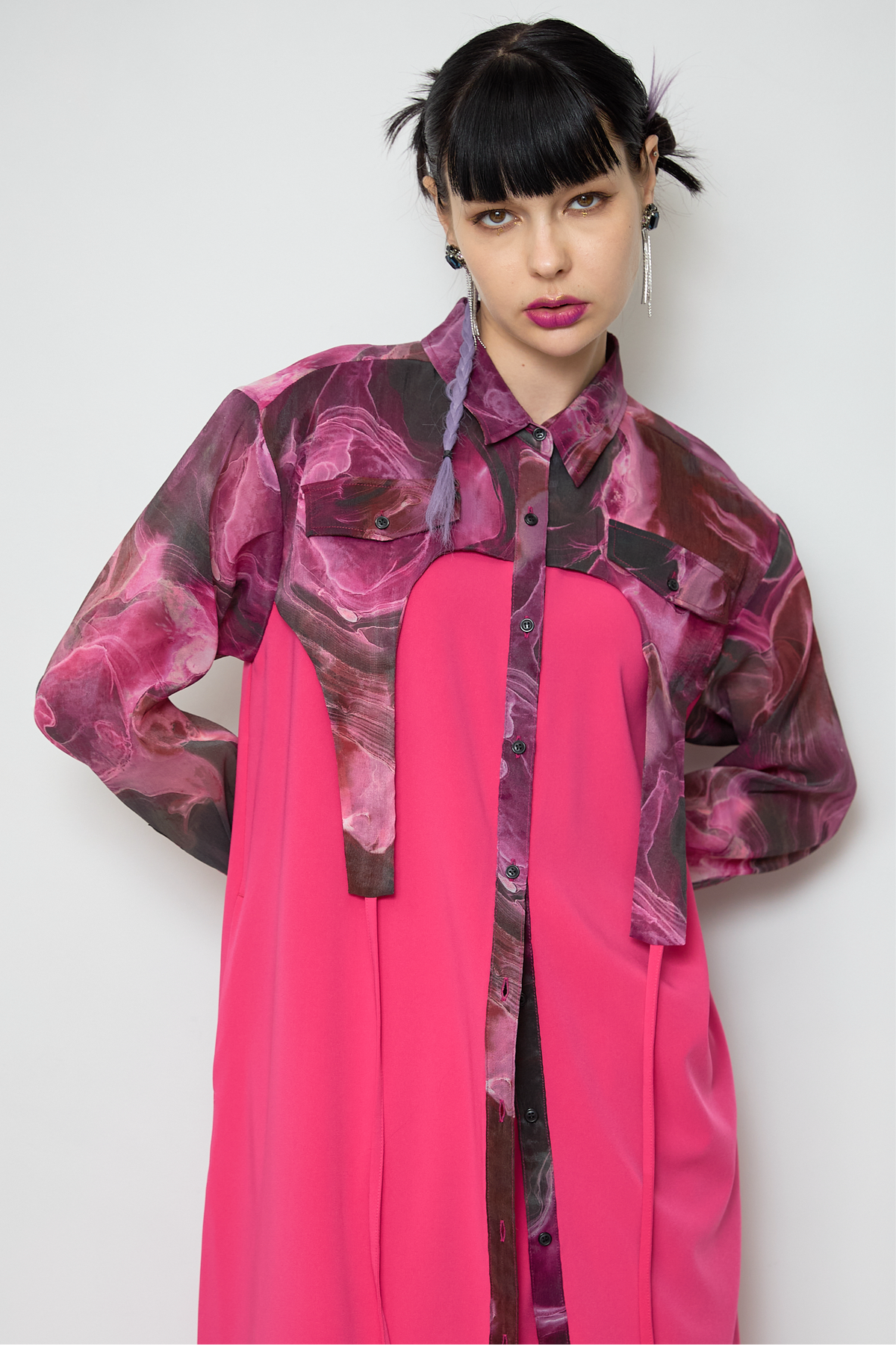 Marble paint irregular hem one piece