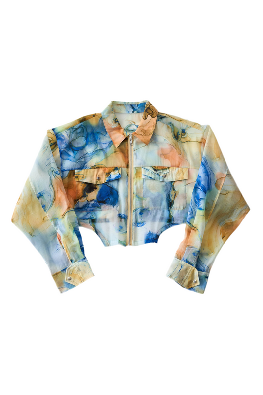 Marble paint zip shirt