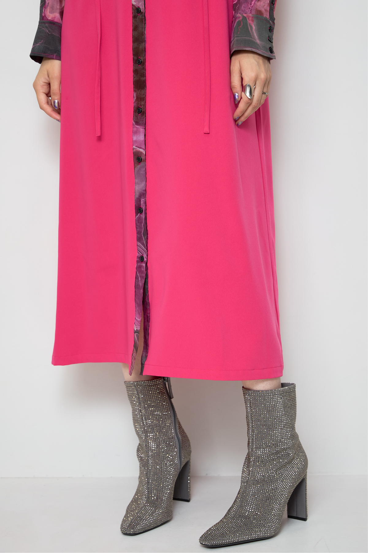 Marble paint irregular hem one piece