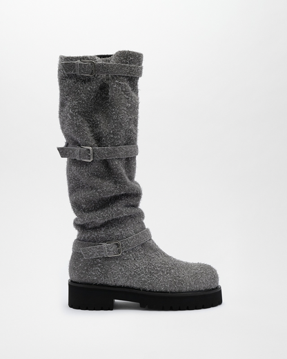 GRACIEUX LETHER BOOTS【Pale Gray Suede】