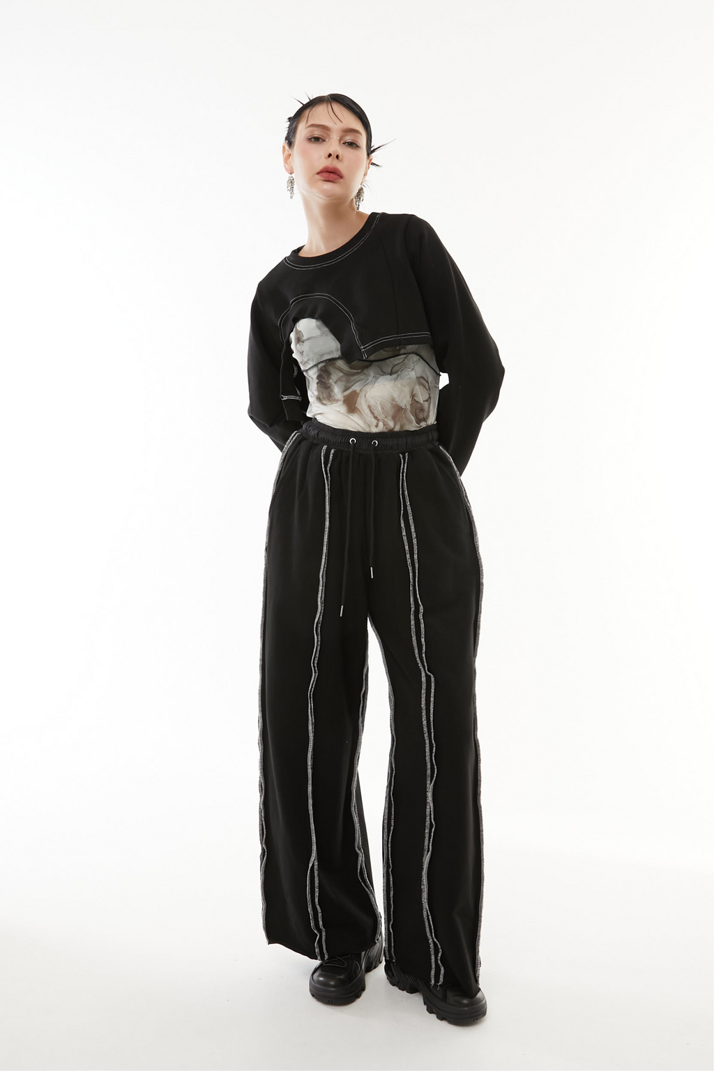 Asymmetric short hem tops