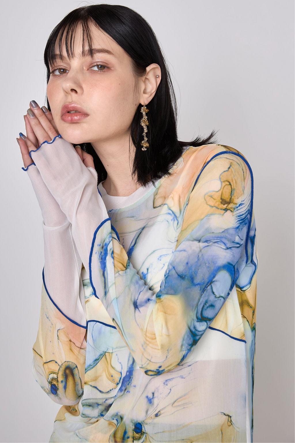 Marble paint mellow crew tops