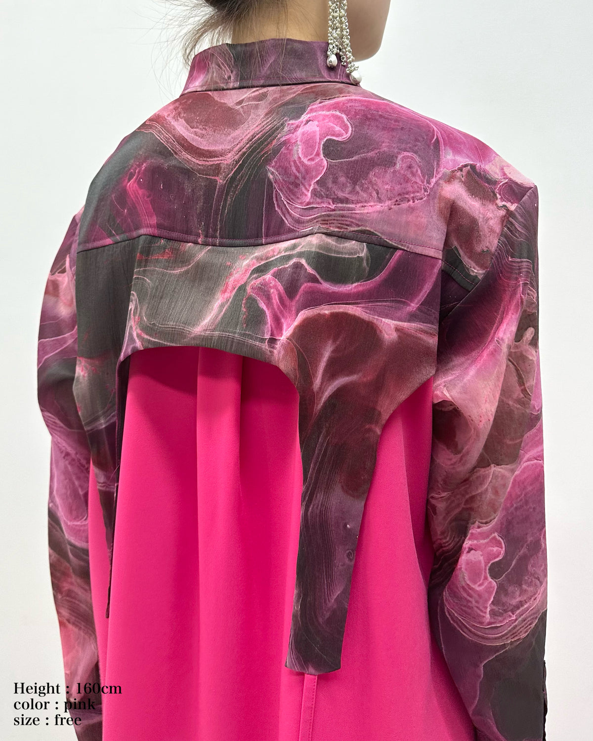 Marble paint irregular hem one piece