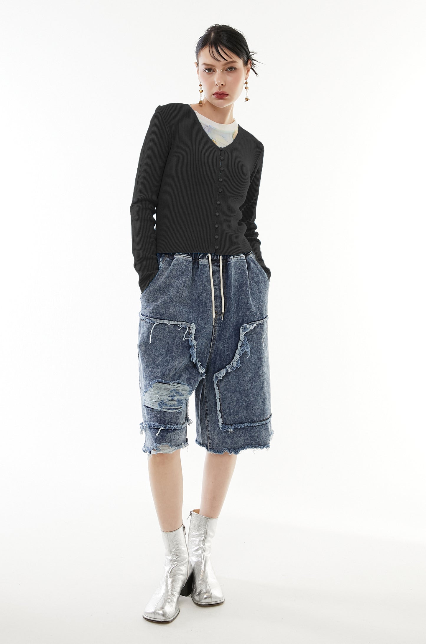 Sharp line knit cardigan
