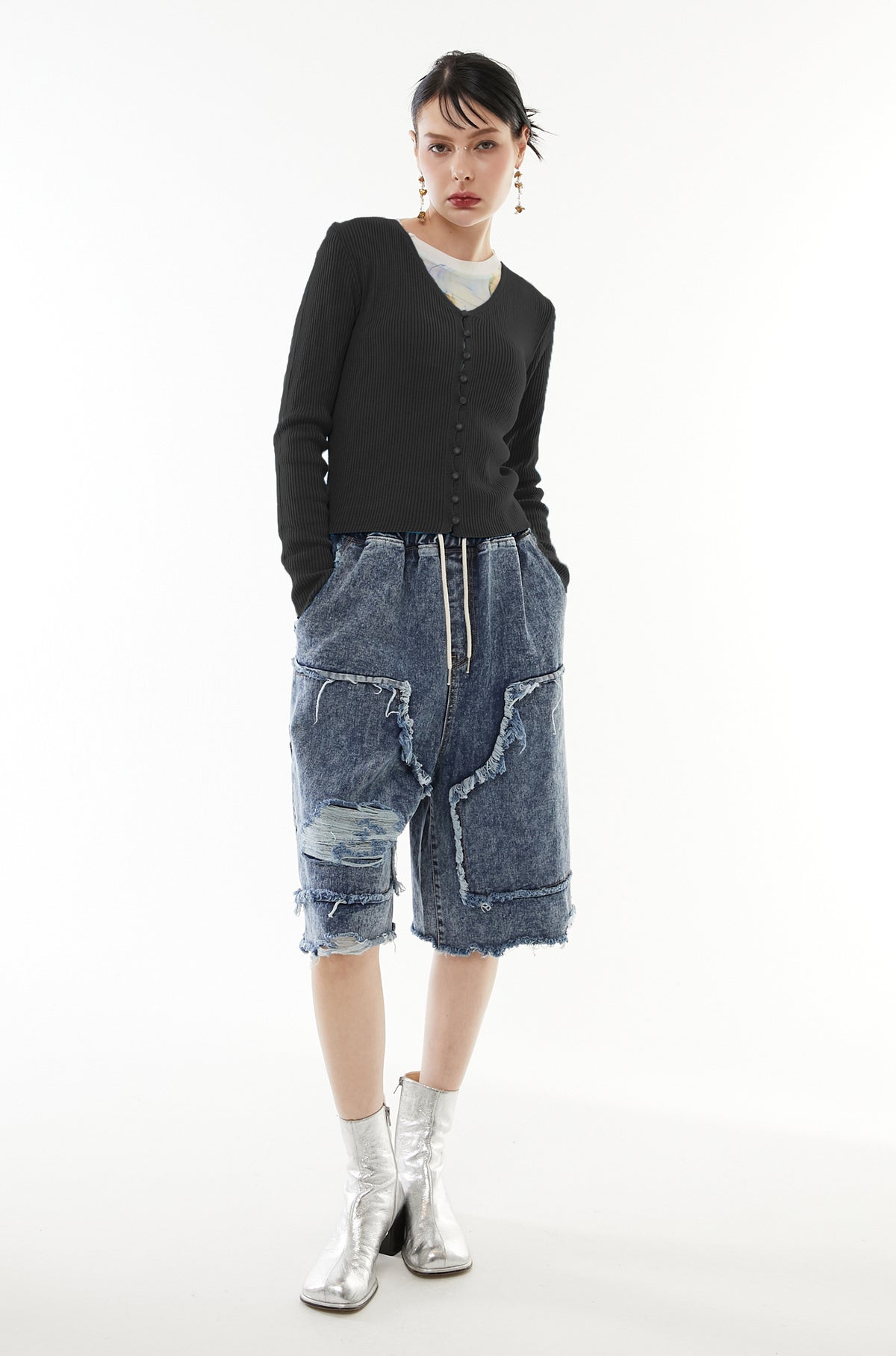 Sharp line knit cardigan