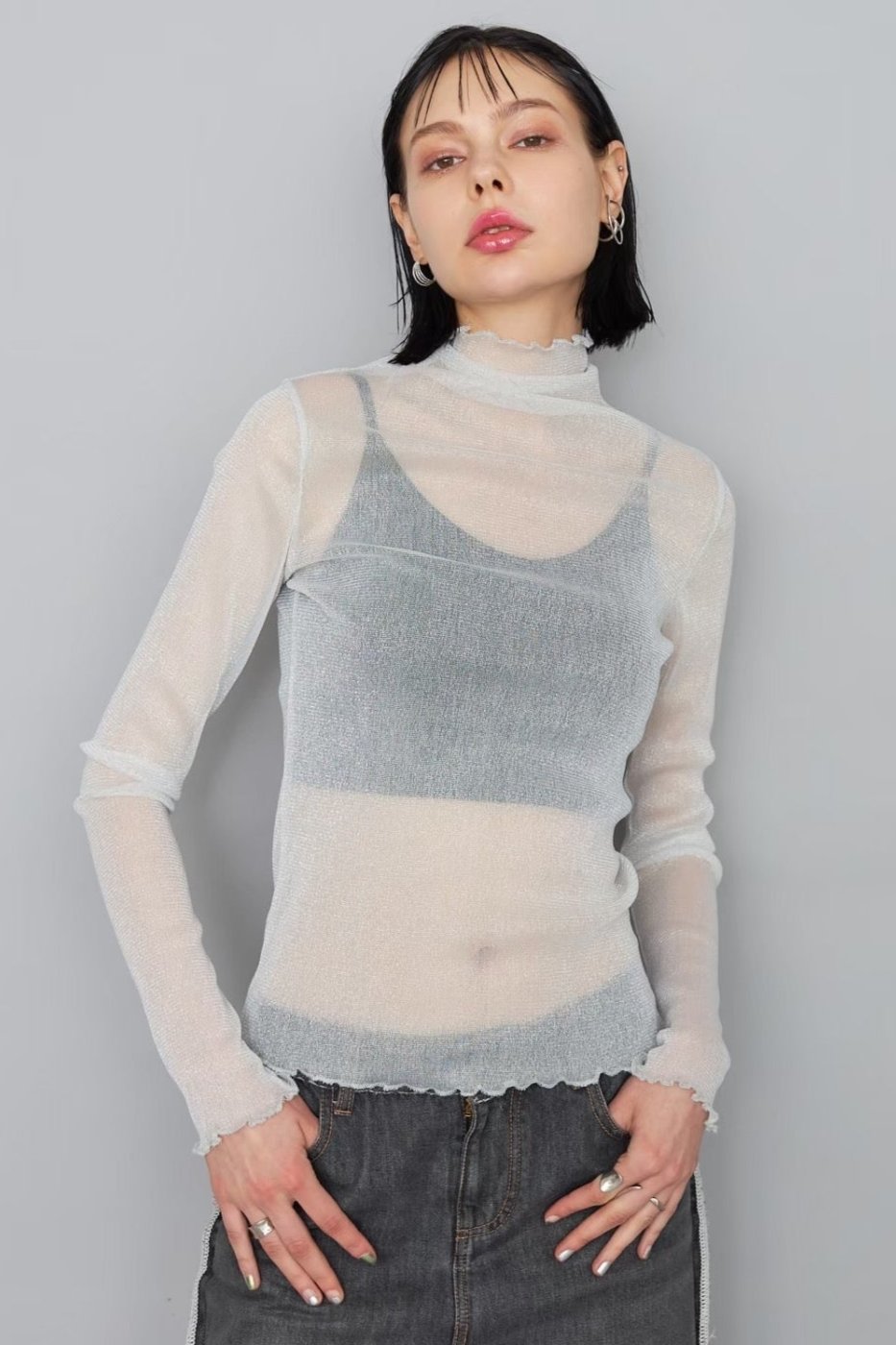 【SAMPLE SALE】Sheer mellow lame tops