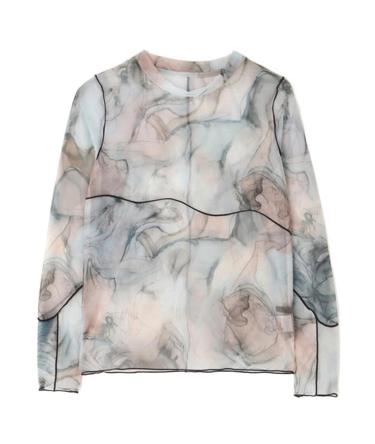 【OUTLET】Marble paint crew tops -BEIGE-