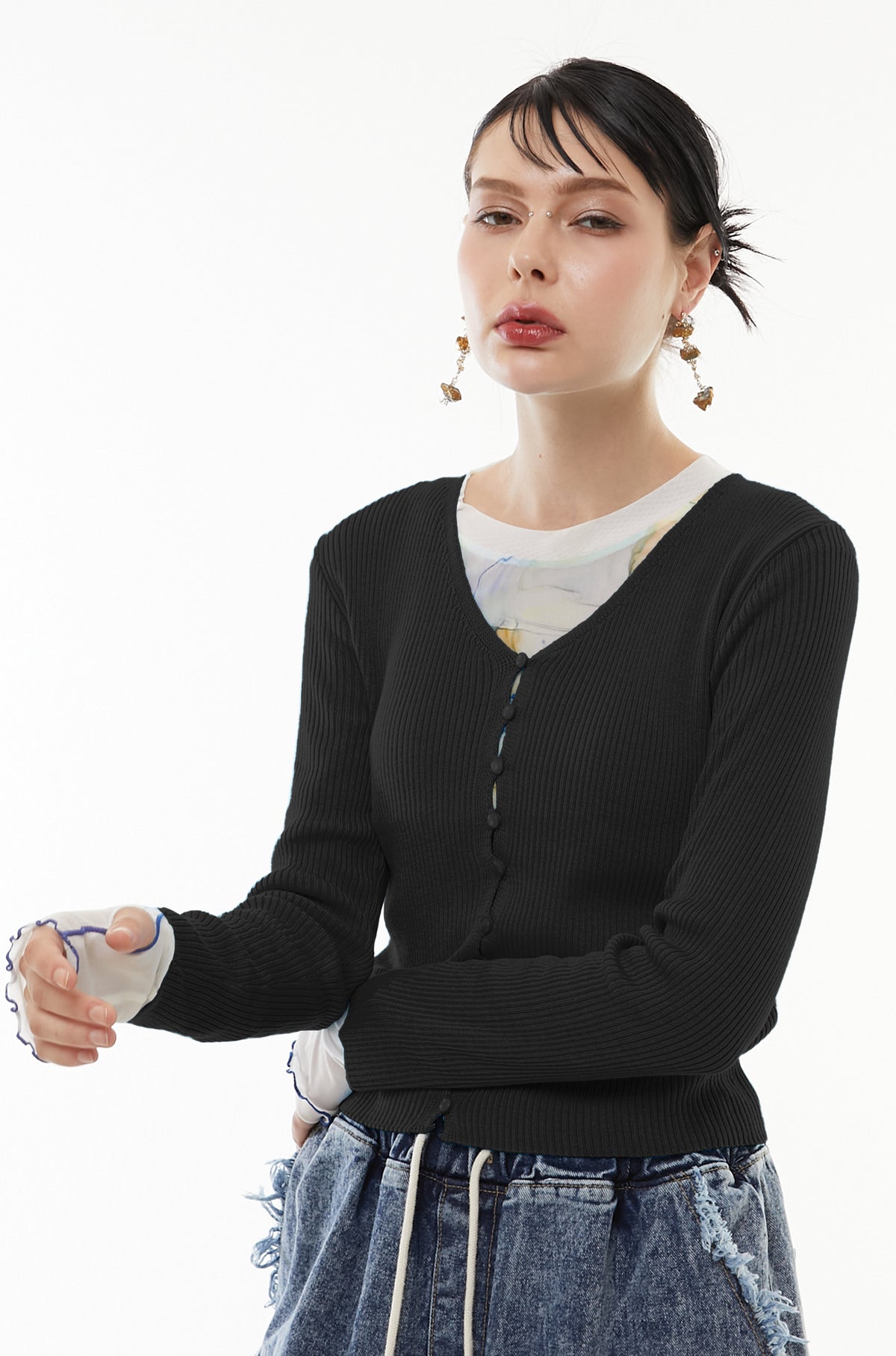 Sharp line knit cardigan