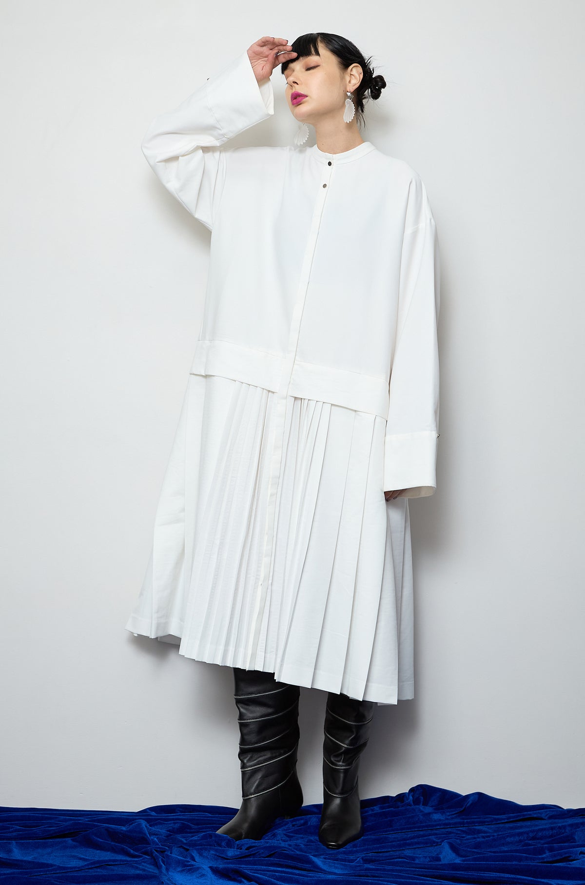 2way sleeve pleated one piece