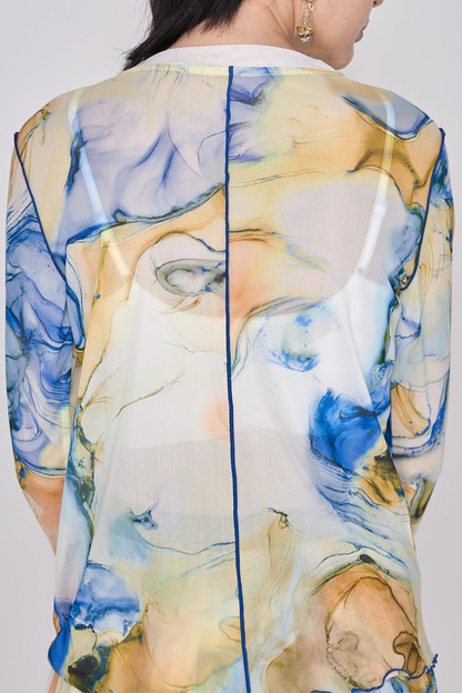 Marble paint mellow crew tops