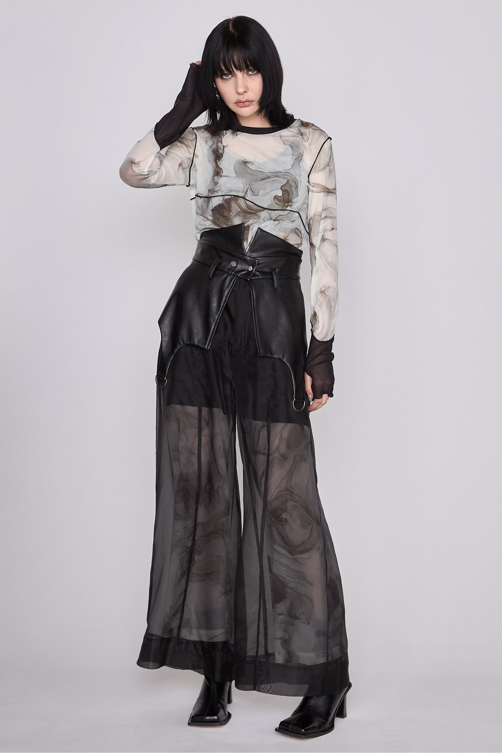 Marble paint mellow crew tops