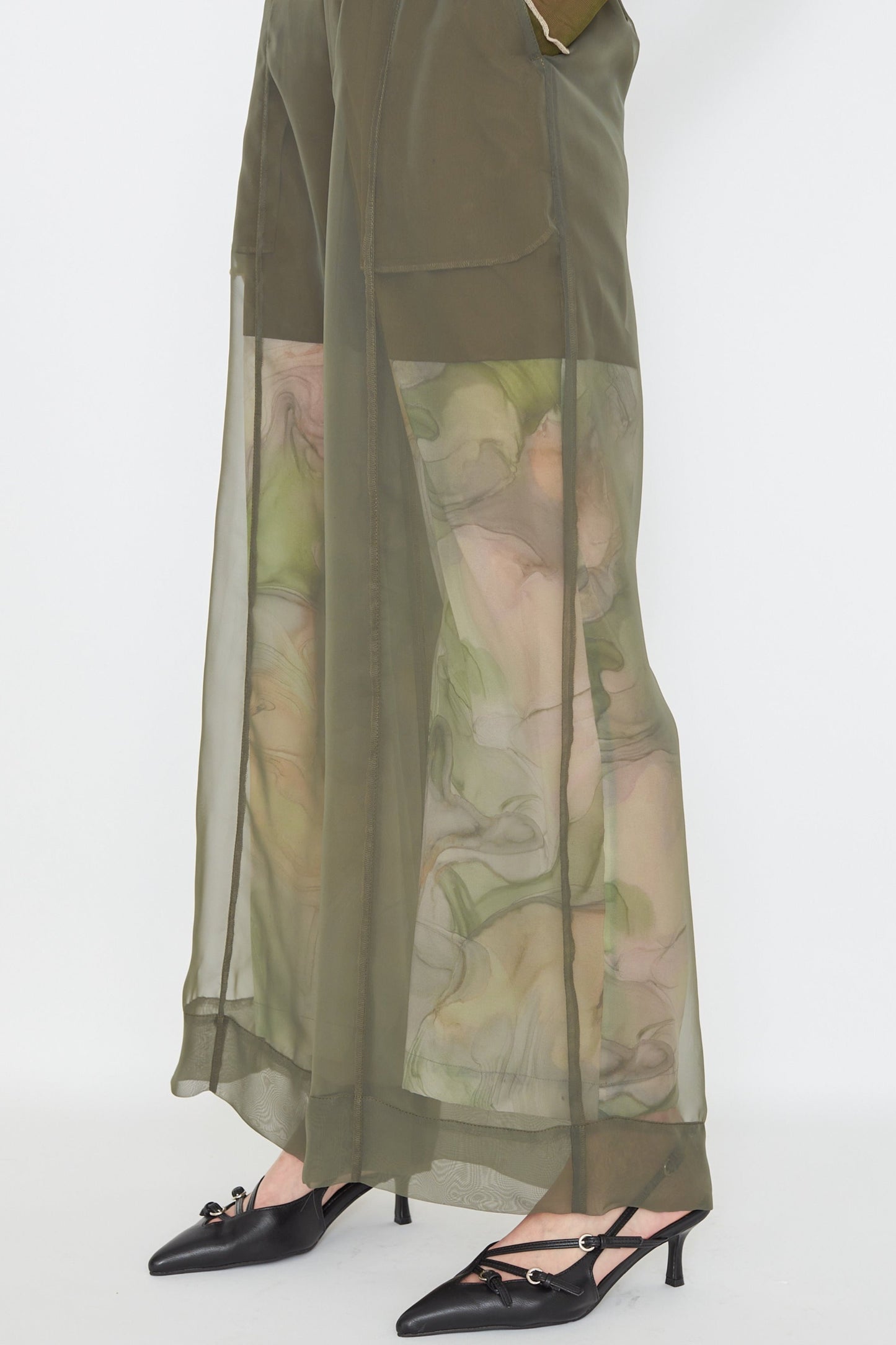 【SAMPLE SALE】Marble paint sheer wide pants