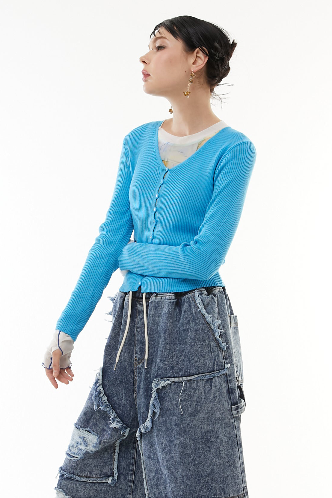Sharp line knit cardigan