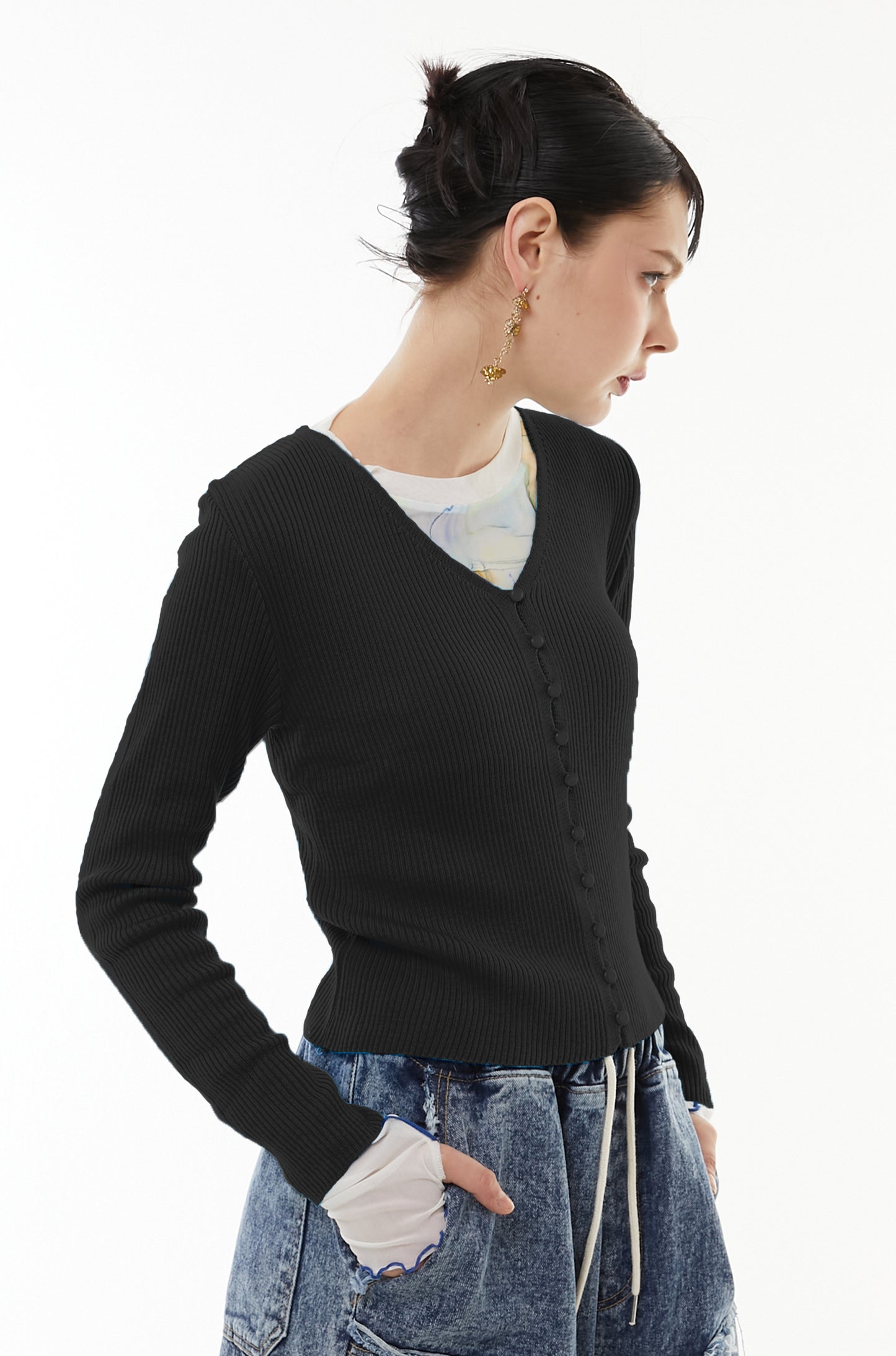 Sharp line knit cardigan