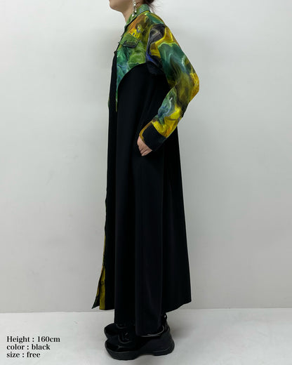 Marble paint irregular hem one piece